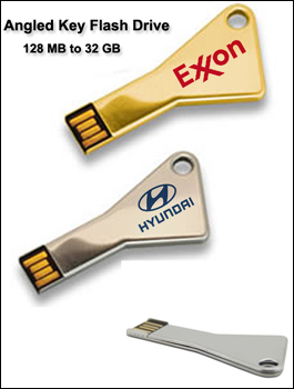 Angled Key Metallic Flash Drive